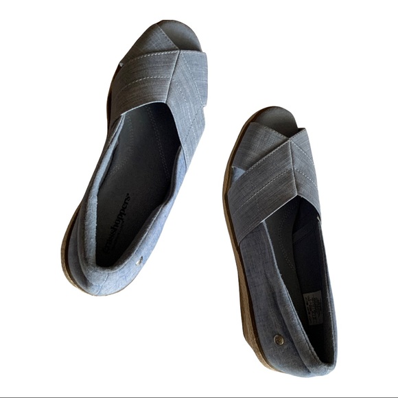 Grasshopper Women’s  Blue Denim Peach Open Toe Canvas Flat , Size 8 - Picture 5 of 15